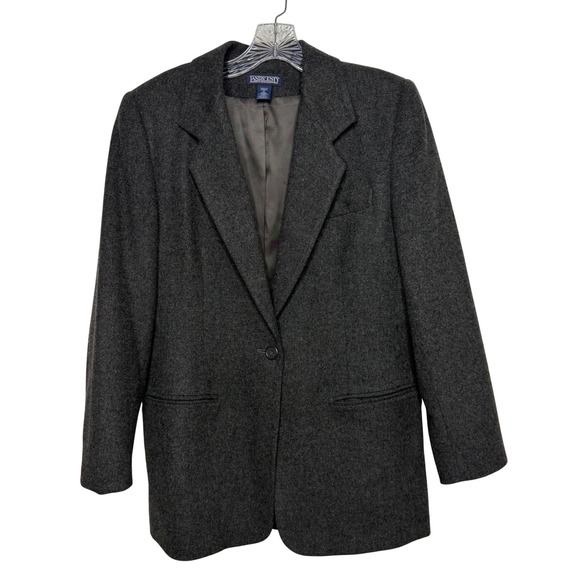 Lands' End Wool Cashmere Blazer Gray USA Made Tailored Classic Womens 10 - Picture 13 of 13